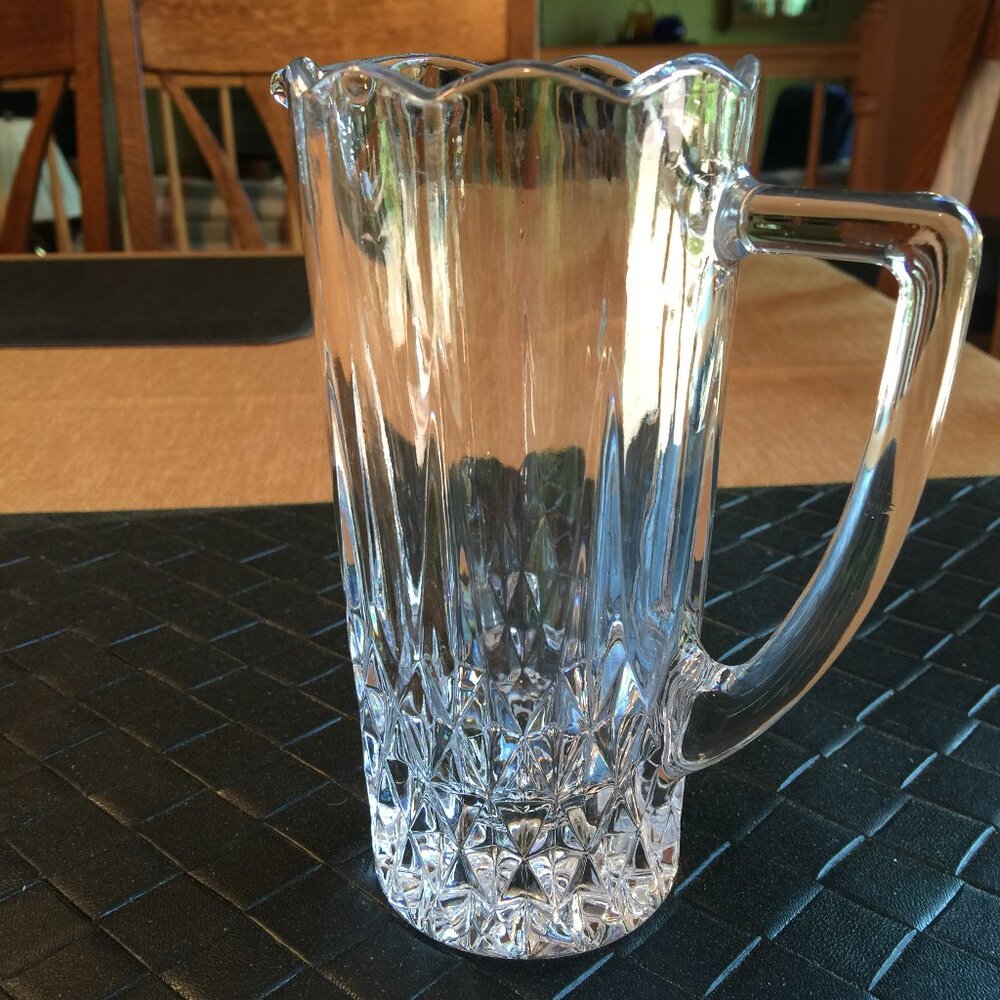 Vintage Cristal d'Arques Longchamp Pint Cut Crystal Pitcher Diamond Shape & Scal